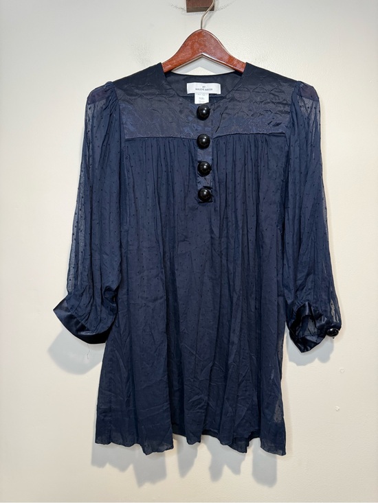 malene birger Tops - BY MALENE BIRGER Karly Blouse tunic crinkle chiffon peasant navy blue size 38